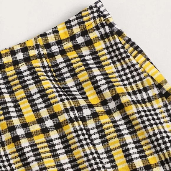 Checkered Slit Hem Tartan Print Skirt - Picture 2 of 2
